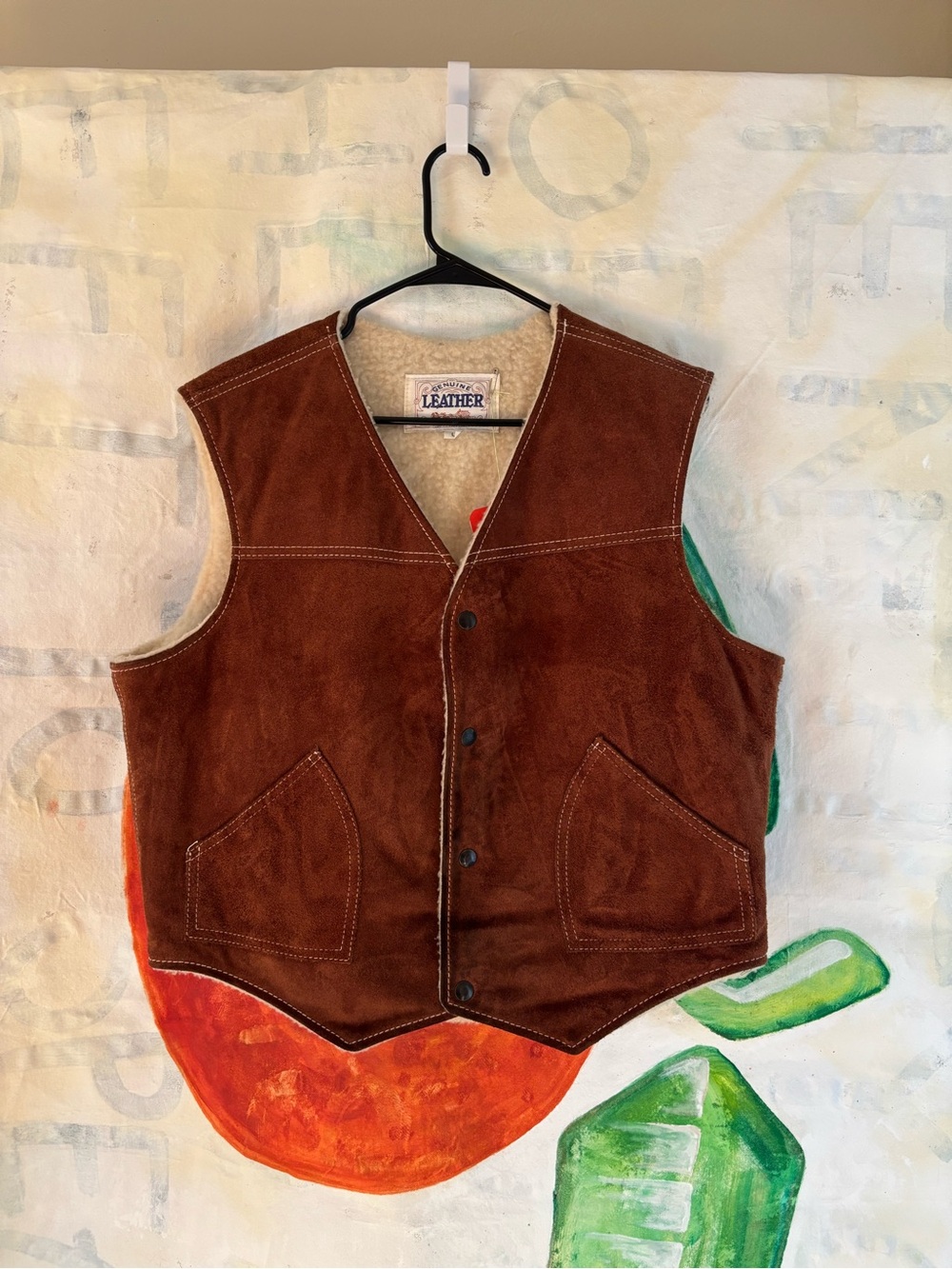 70s Vintage Brown Suede and Shearling Vest